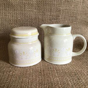 Royal Doulton Lambethware Sunny Day Stoneware Creamer and Sugar Bowl Set